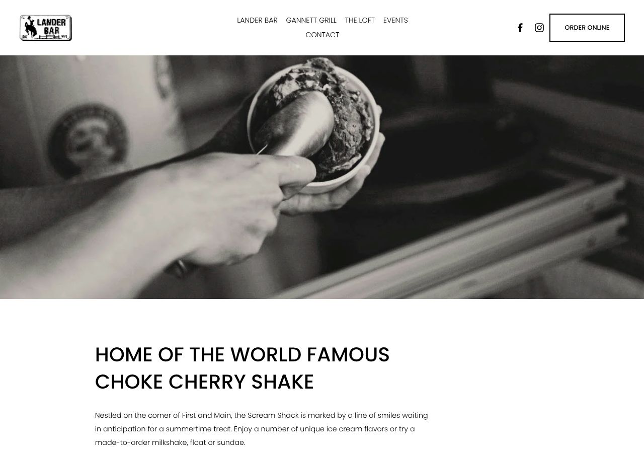 Homepage snapshot of Scream Shack