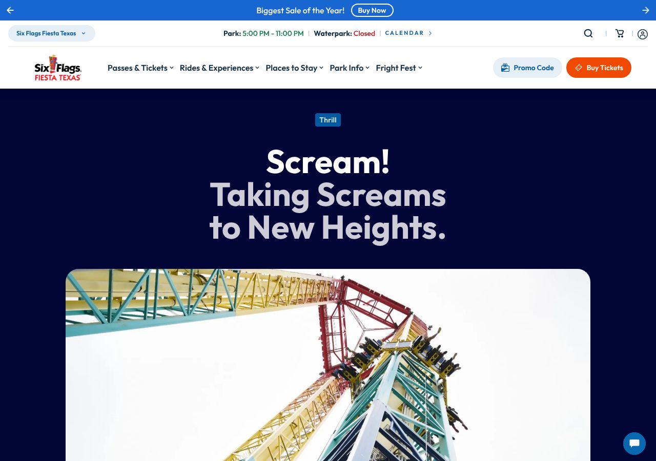Homepage snapshot of Scream