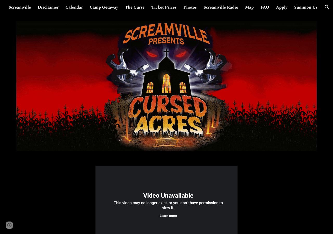 Homepage snapshot of Screamville