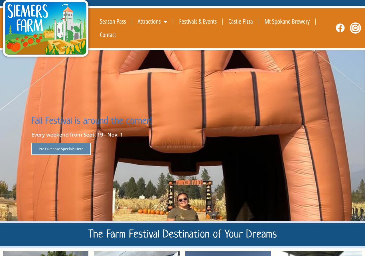 Homepage snapshot of Siemers Farm