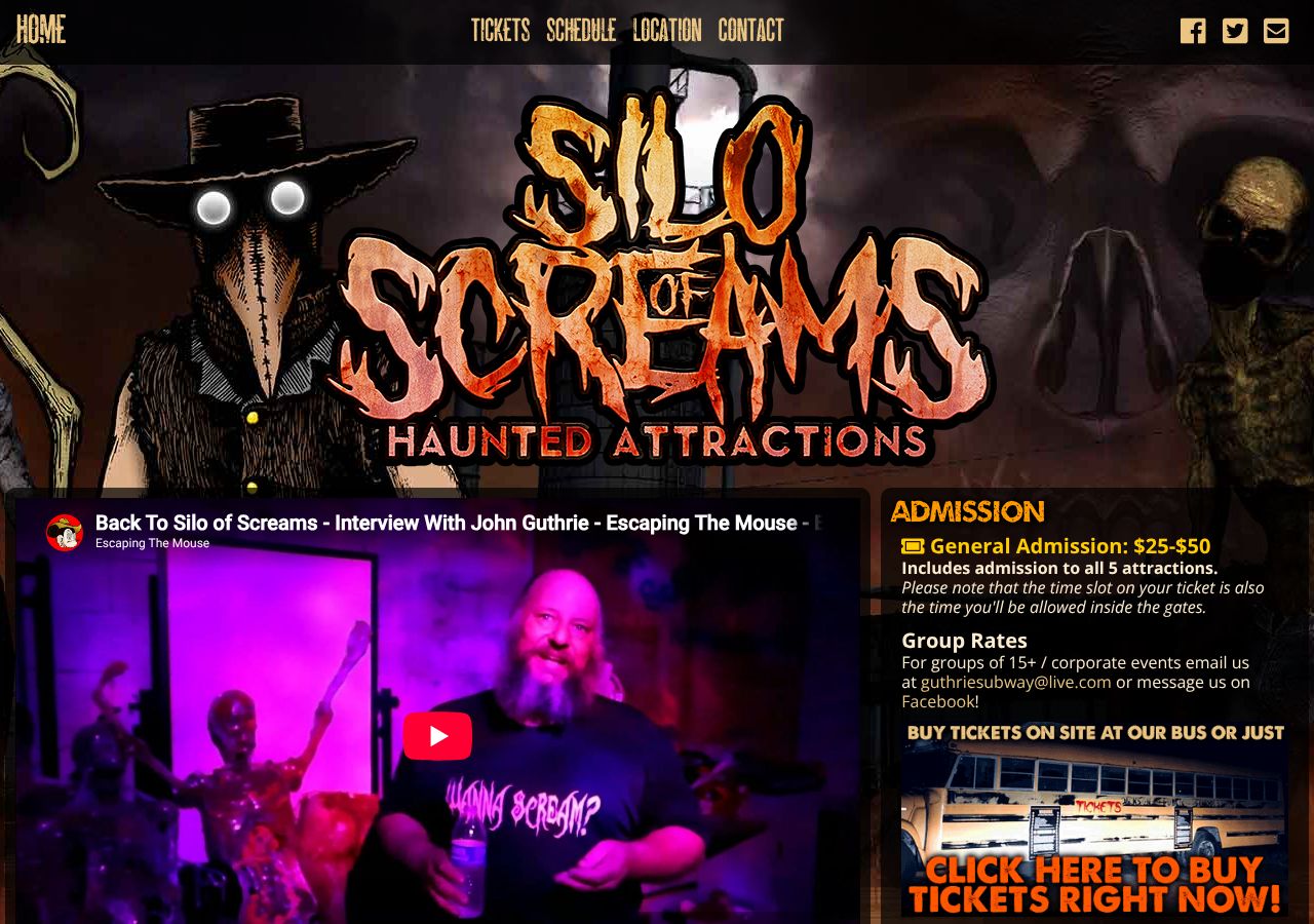 Homepage snapshot of Silo Of Screams