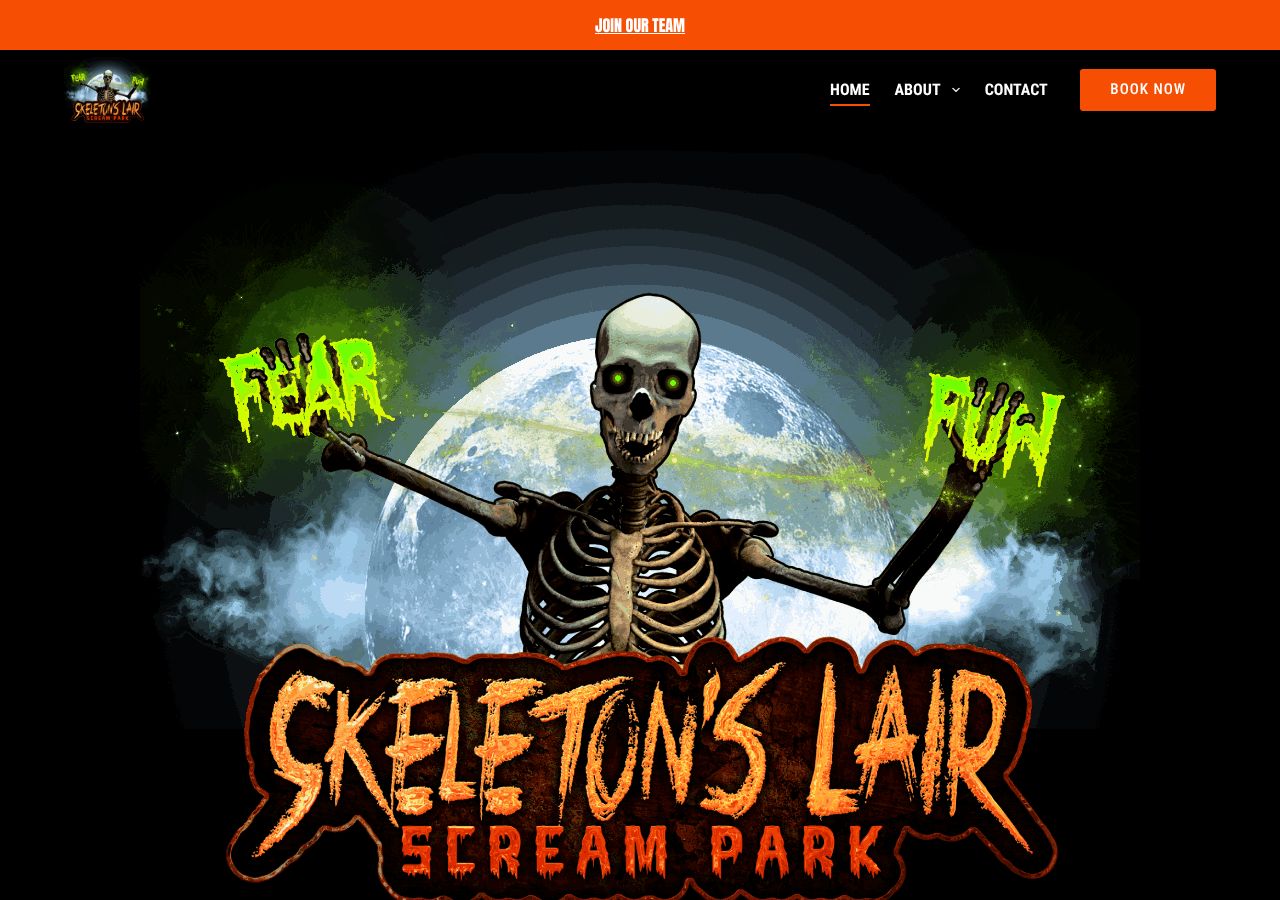 Homepage snapshot of Skeleton's Lair Scream Park