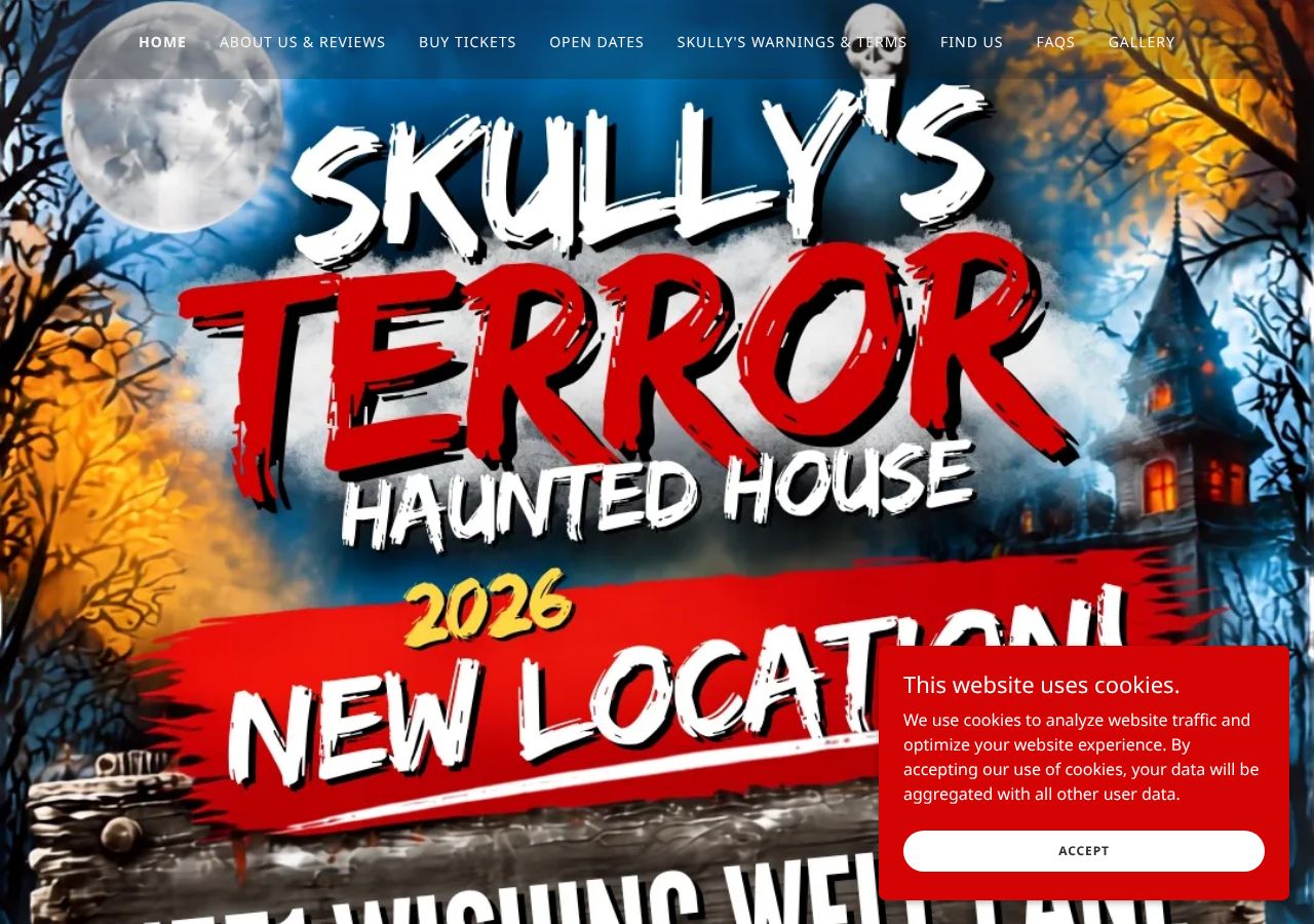 Homepage snapshot of Skully's Terror Haunted House