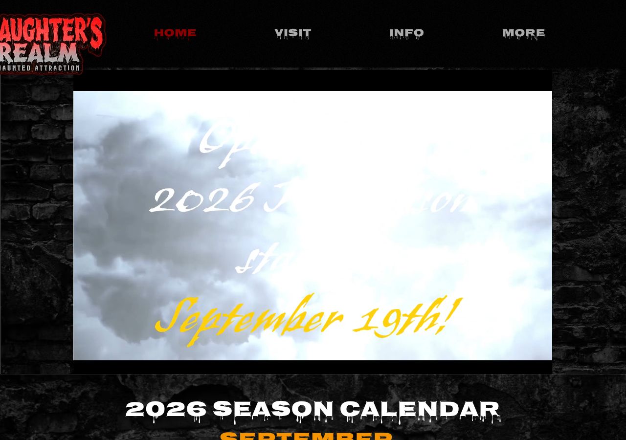 Homepage snapshot of Slaughter's Realm Haunted Attraction