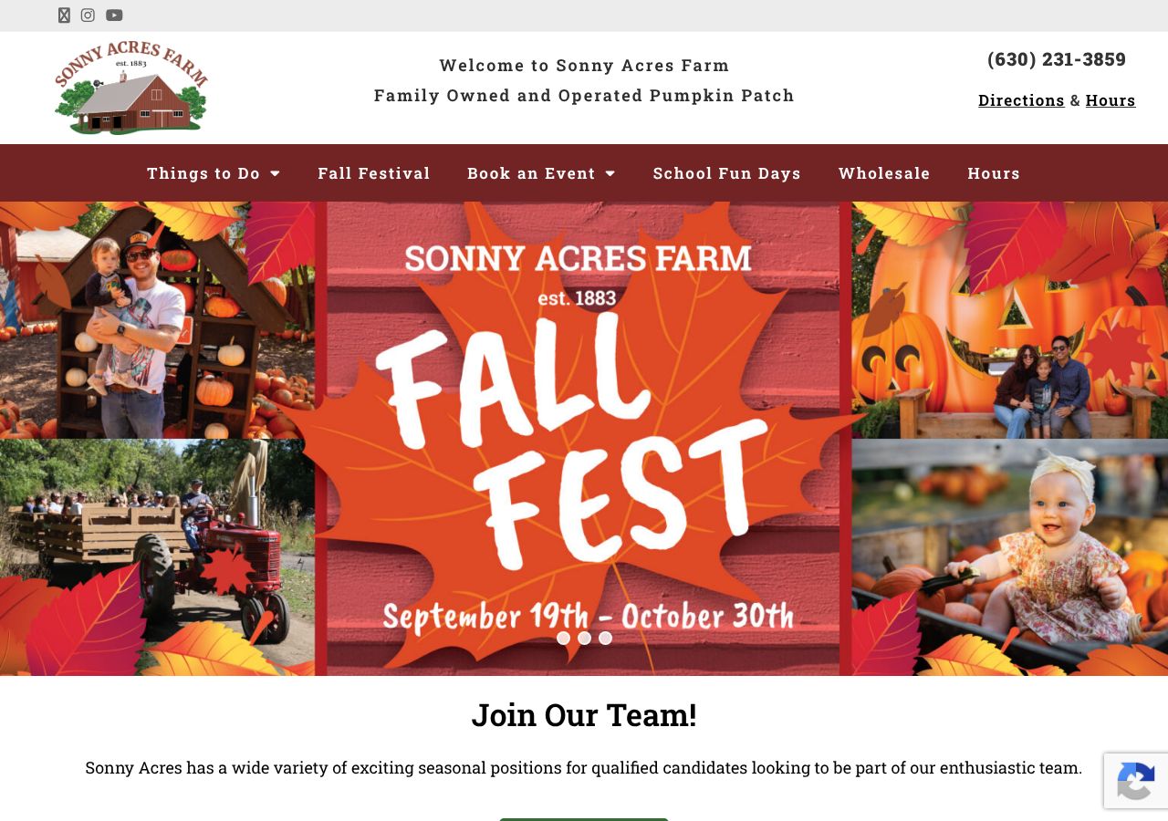 Homepage snapshot of Sonny Acres Farm