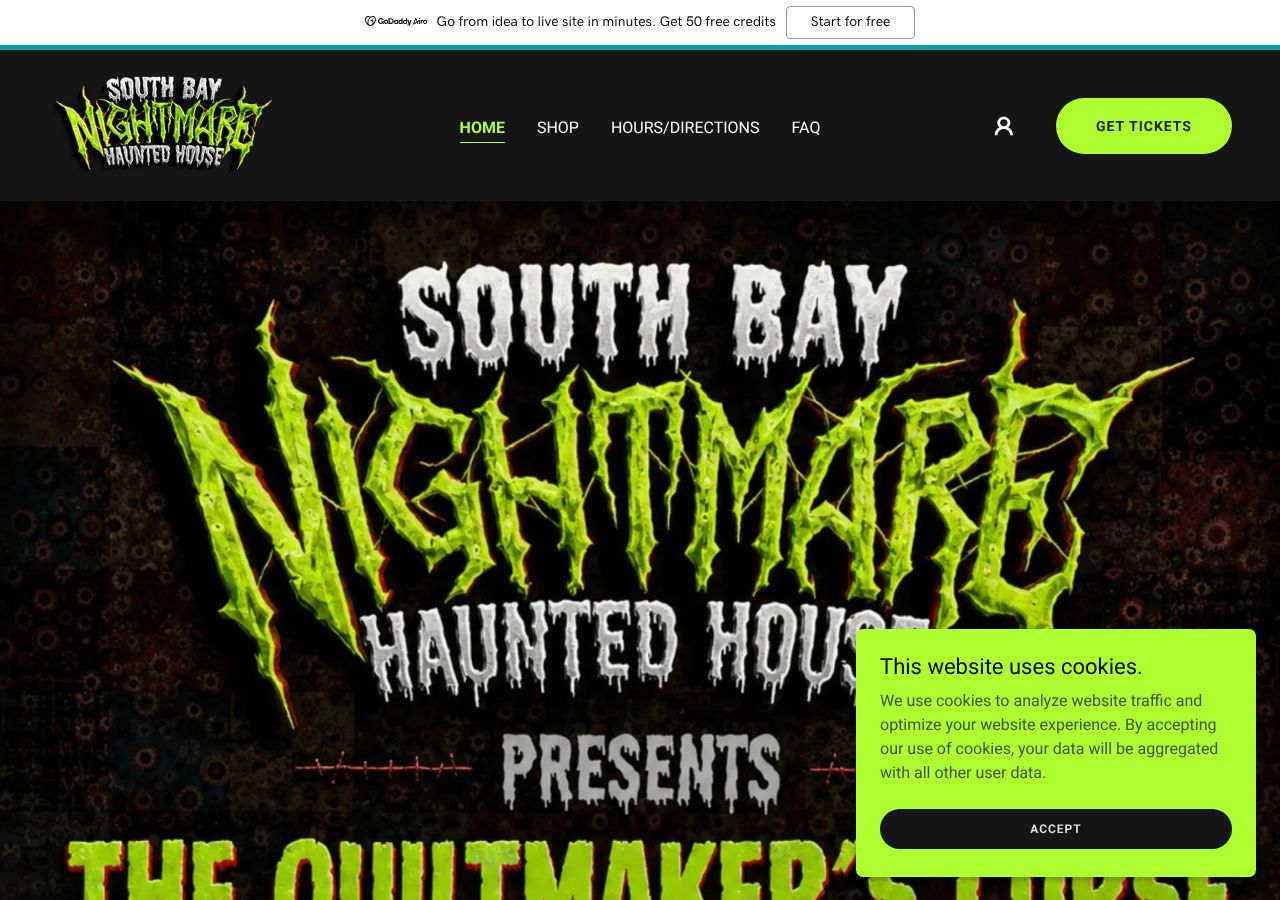 Homepage snapshot of South Bay Nightmare Haunted House