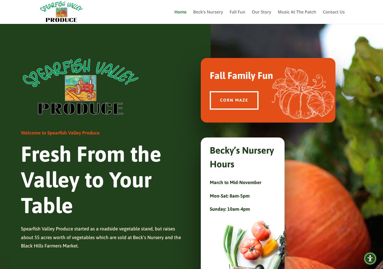 Homepage snapshot of Spearfish Corn Maze & Pumpkin Patch
