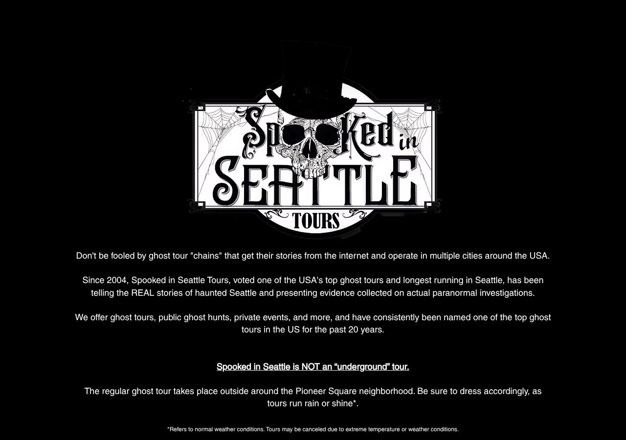 Homepage snapshot of Spooked In Seattle Ghost Tours