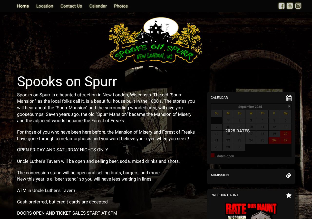 Homepage snapshot of Spooks On Spurr