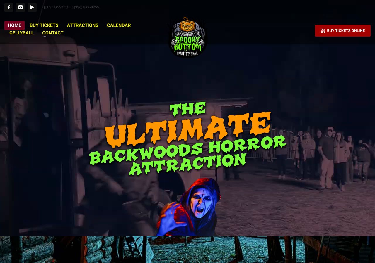 Homepage snapshot of Spooky Bottom Haunted Trail