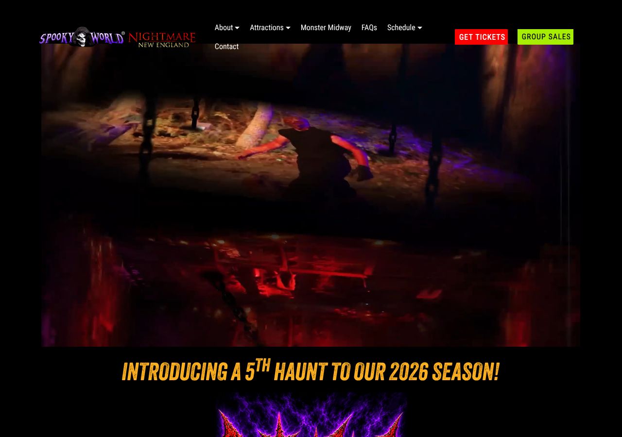 Homepage snapshot of Spooky World Presents Nightmare New England