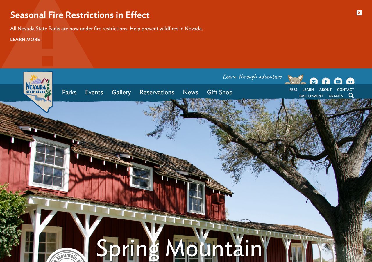 Homepage snapshot of Spring Mountain Ranch State Park