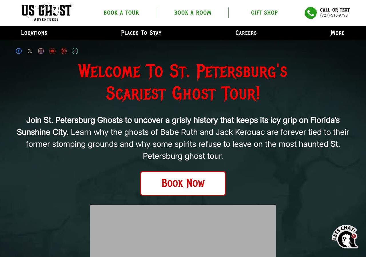 Homepage snapshot of St. Petersburg's Haunts