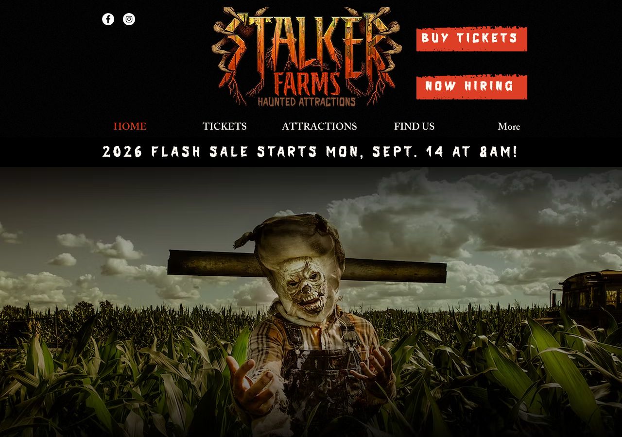 Homepage snapshot of Stalker Farms- Haunted Attractions (Stocker Farms)