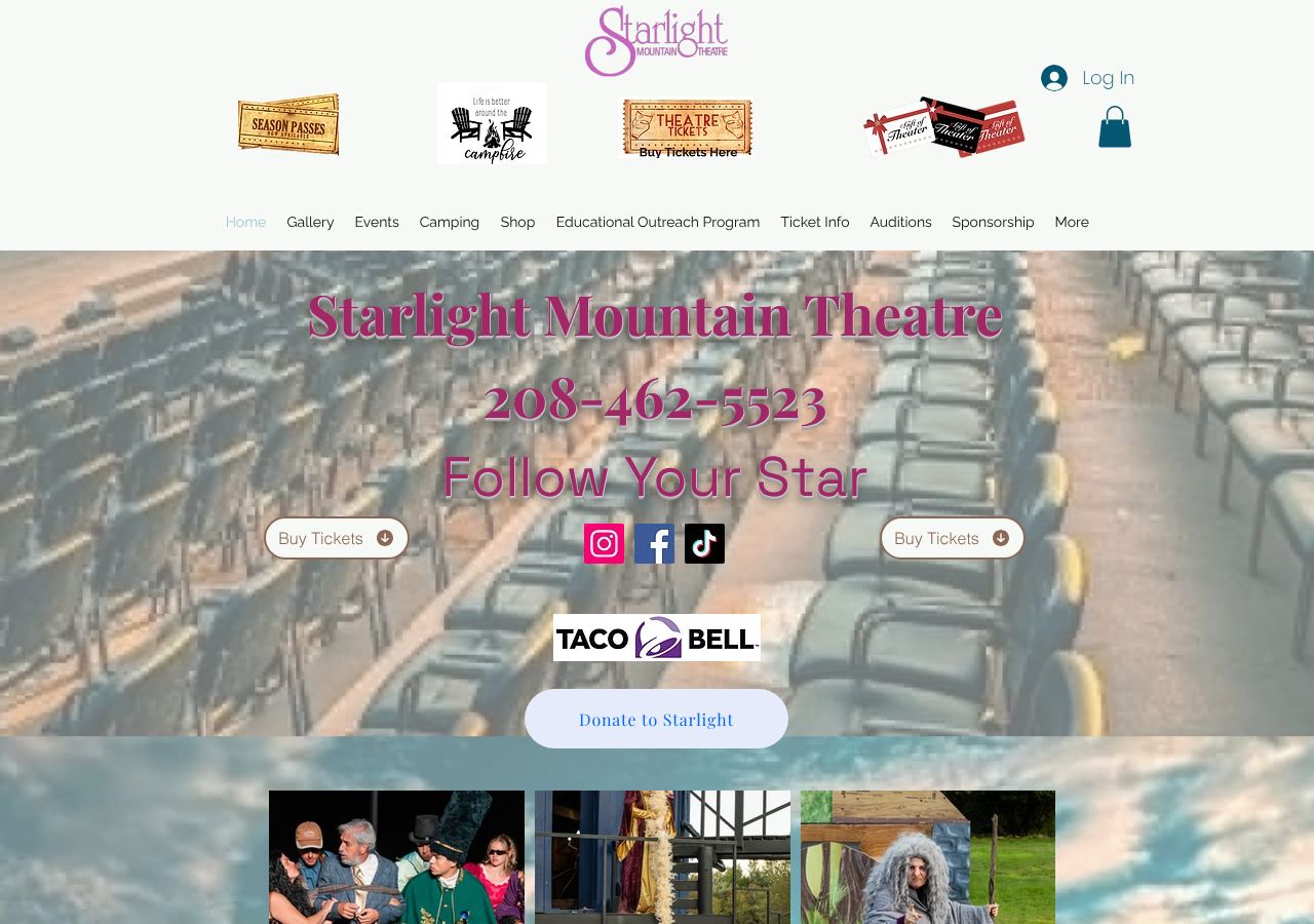 Homepage snapshot of Starlight Mountain Theatre