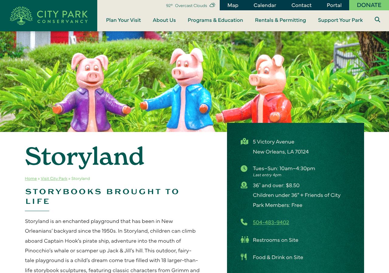 Homepage snapshot of Storyland