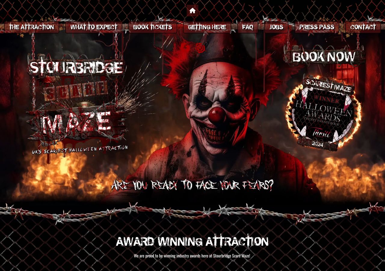 Homepage snapshot of Stourbridge Scare Maze