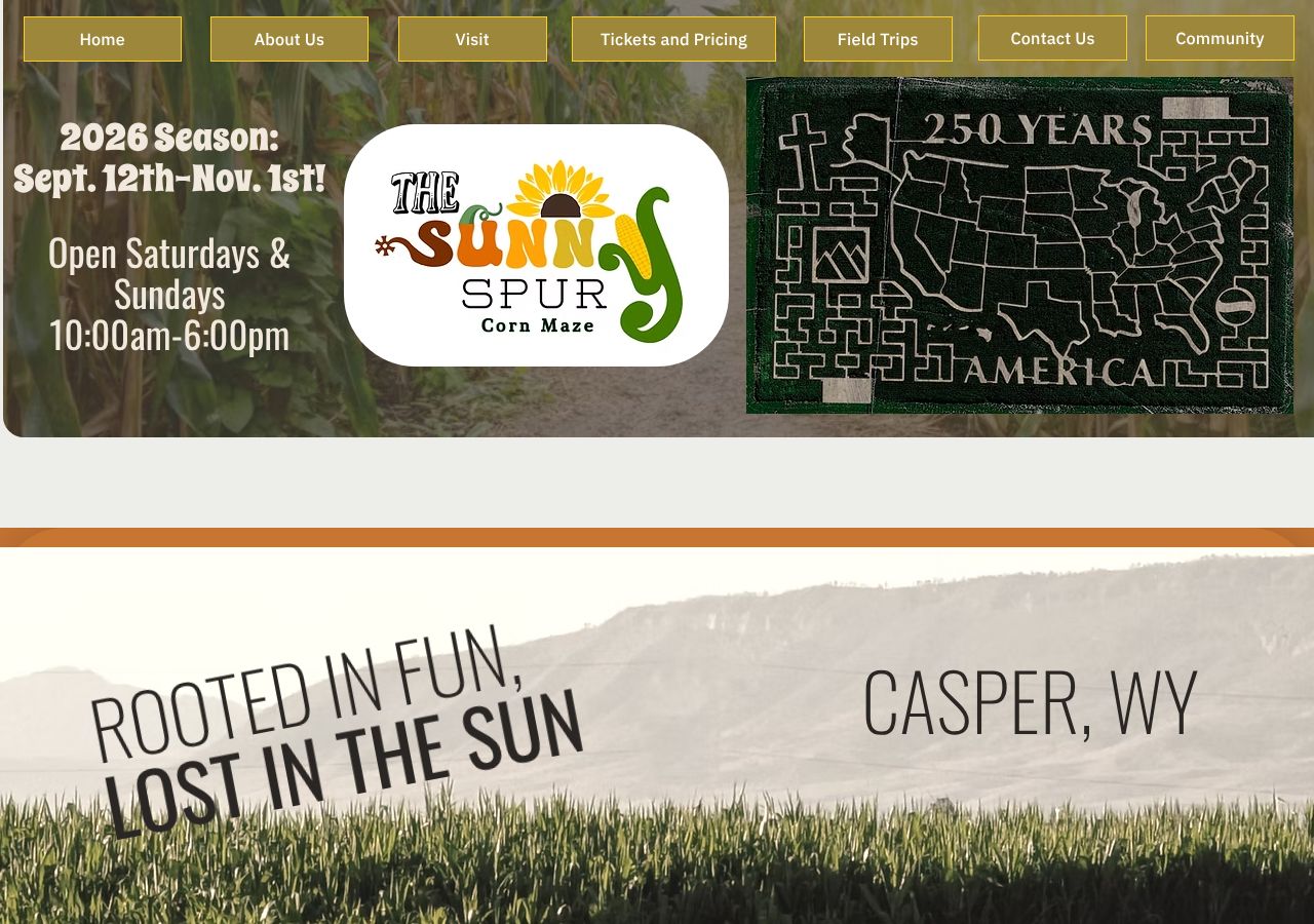 Homepage snapshot of Sunny Spur Corn Maze (Green Acres Corn Maze)