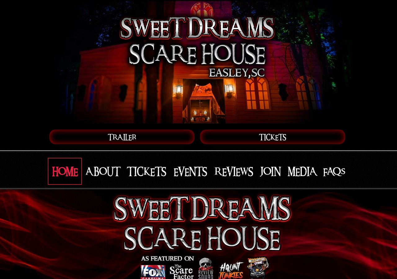 Homepage snapshot of Sweet Dreams Scare House Haunted Attraction in South Carolina