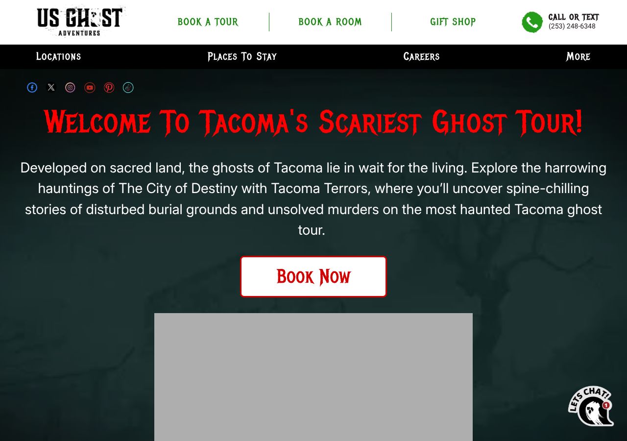 Homepage snapshot of Tacoma Terrors Ghost Tours