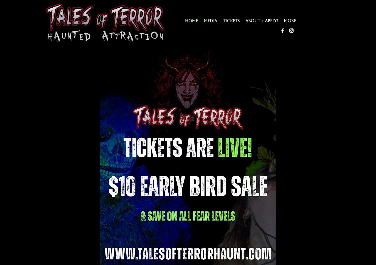 Homepage snapshot of Tales of Terror Haunted Attraction