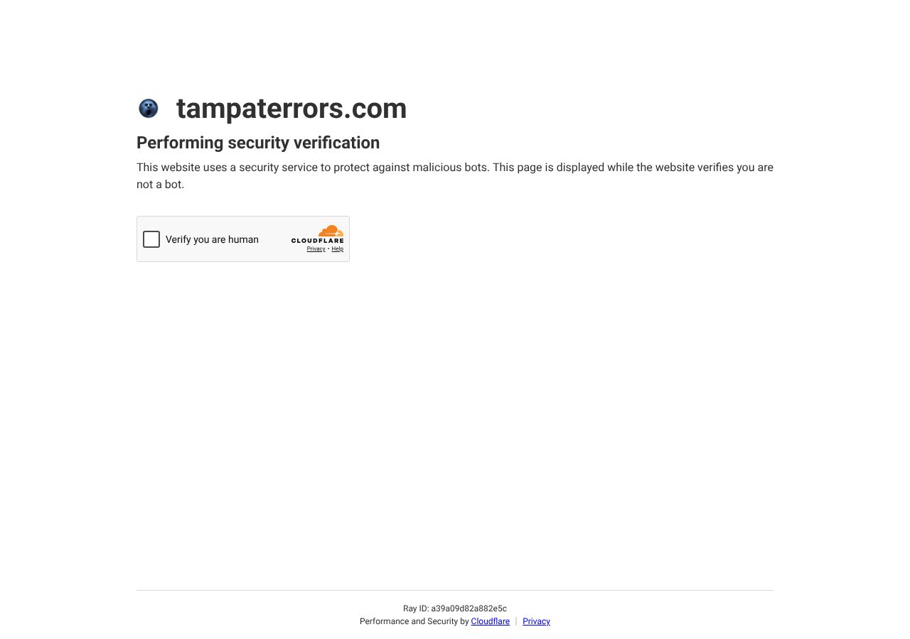 Homepage snapshot of Tampa Terrors