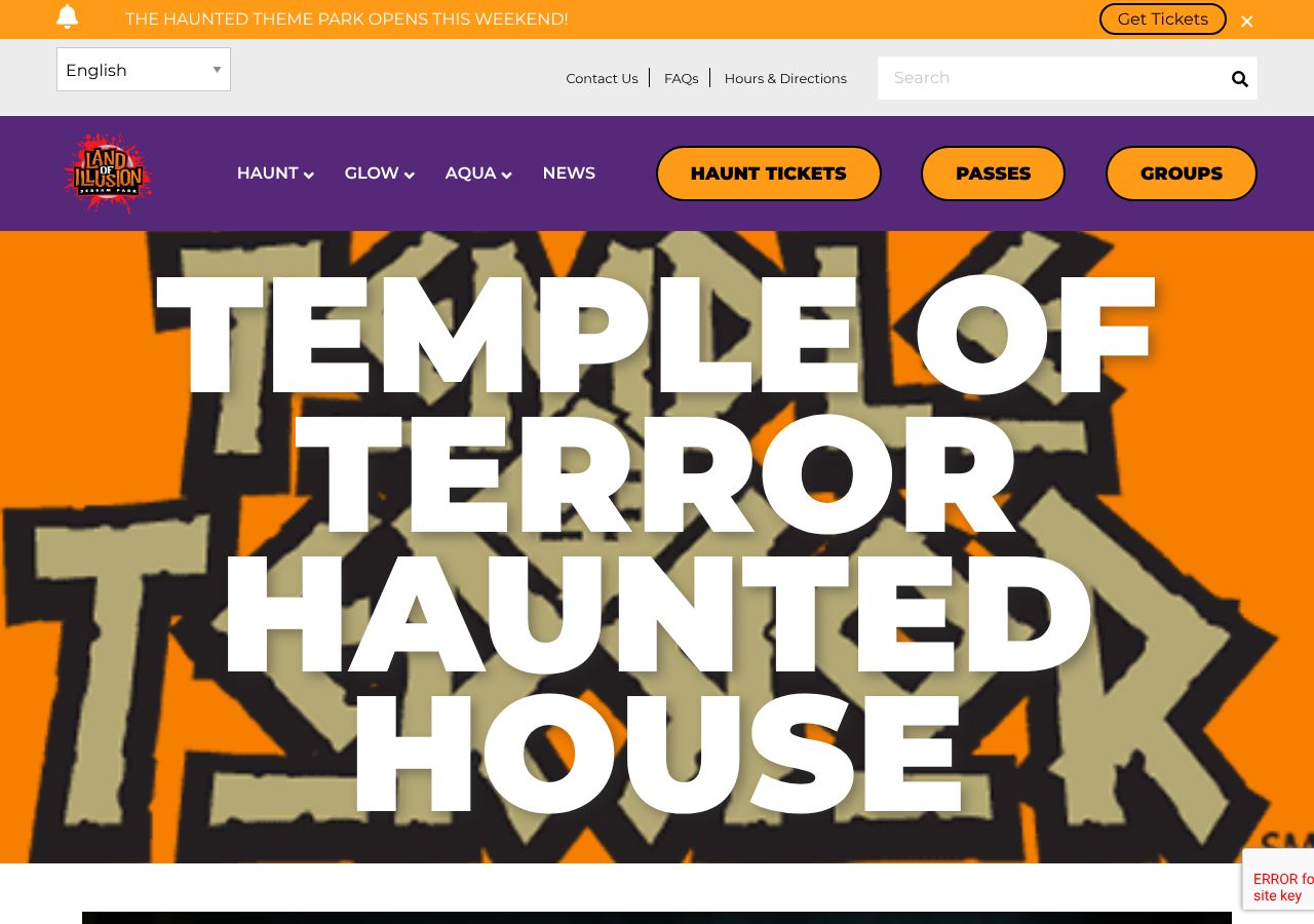 Homepage snapshot of Temple of Terror