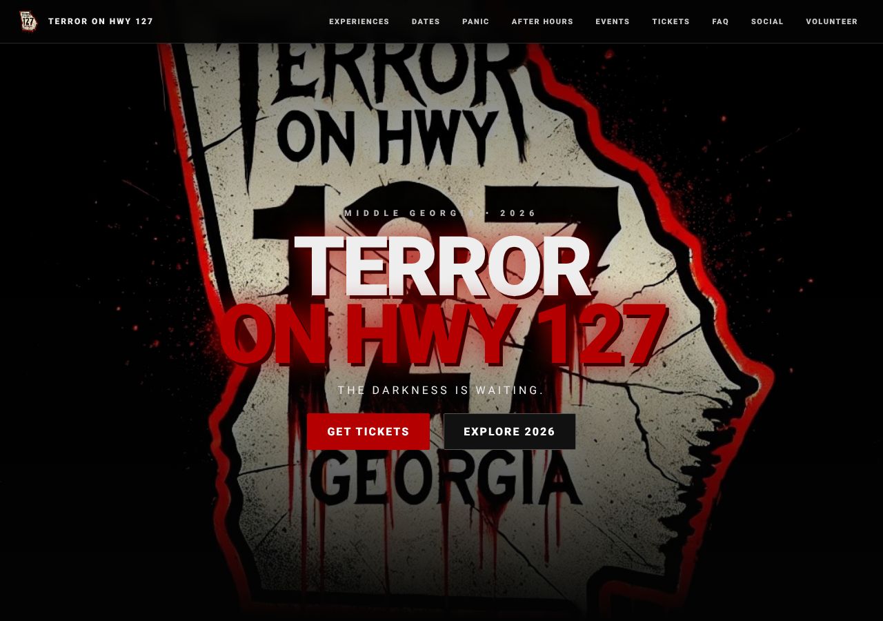 Homepage snapshot of Terror On Hwy 127