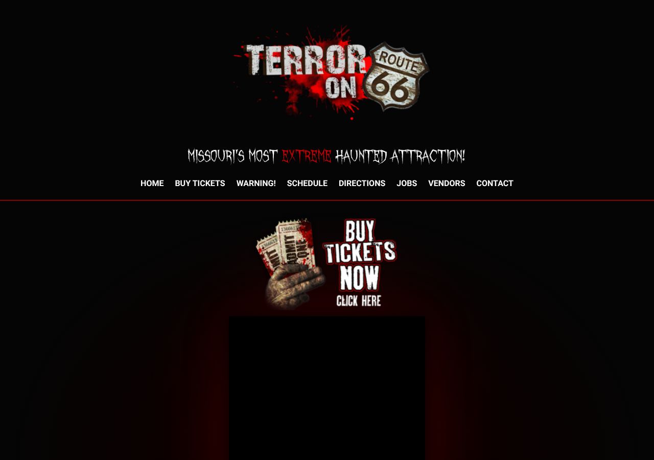Homepage snapshot of Terror On Route 66