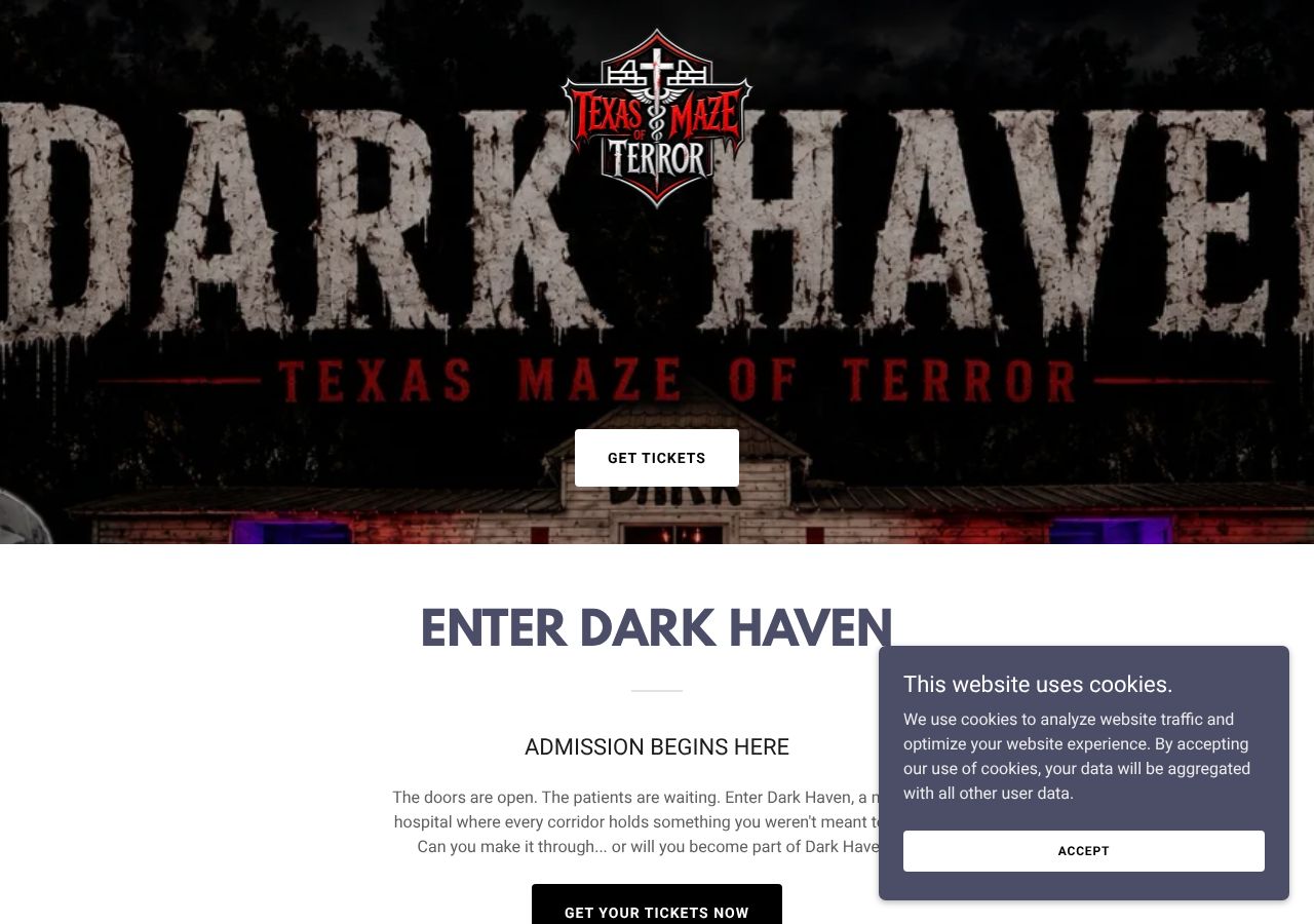 Homepage snapshot of Texas Maze Of Terror