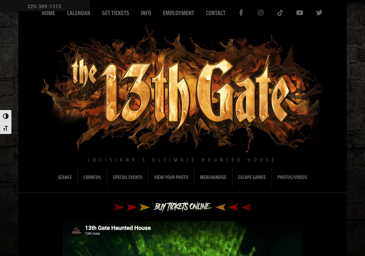 Homepage snapshot of The 13th Gate