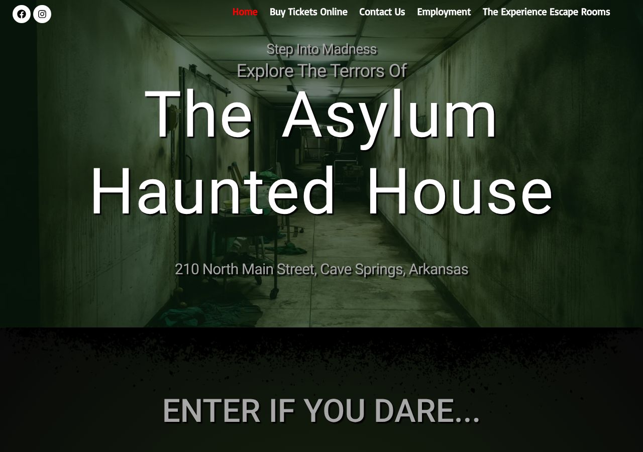 Homepage snapshot of The Asylum Haunted House