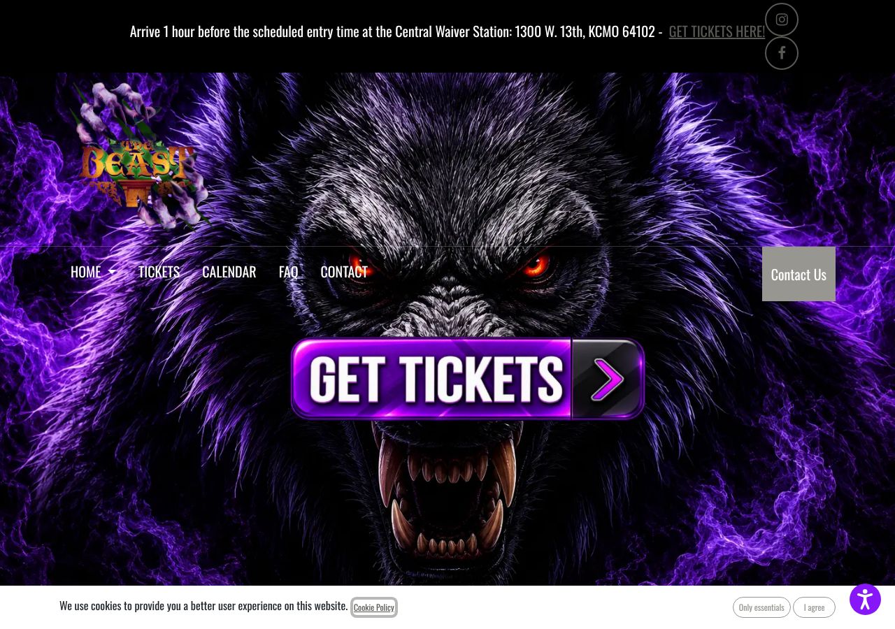 Homepage snapshot of The Beast Haunted House