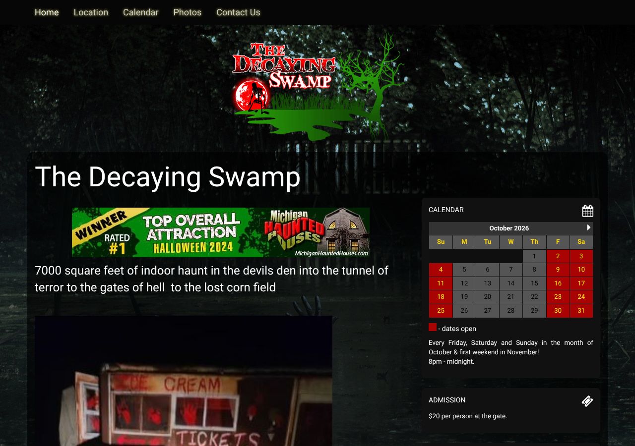 Homepage snapshot of The Decaying Swamp