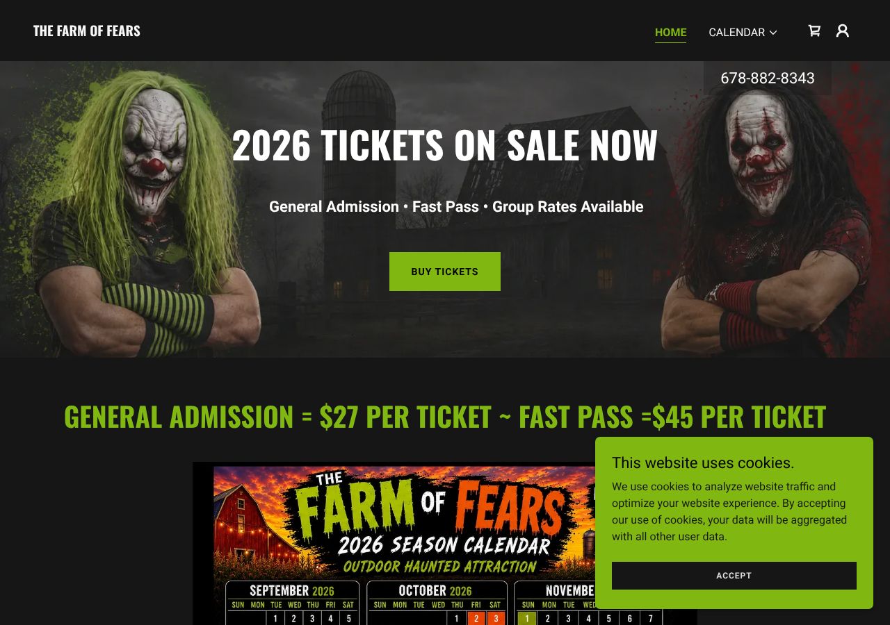 Homepage snapshot of The Farm of Fears