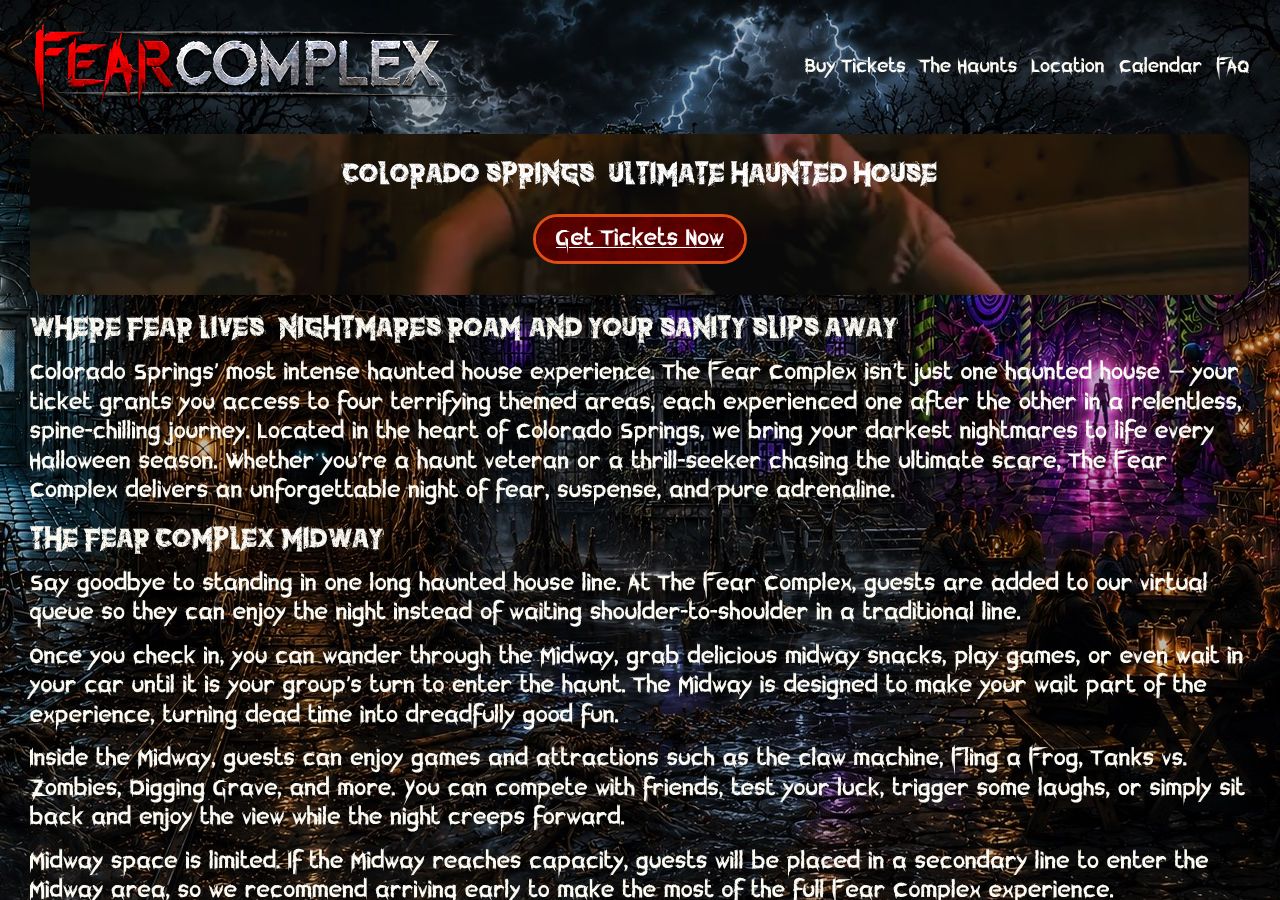 Homepage snapshot of The Fear Complex Haunted House