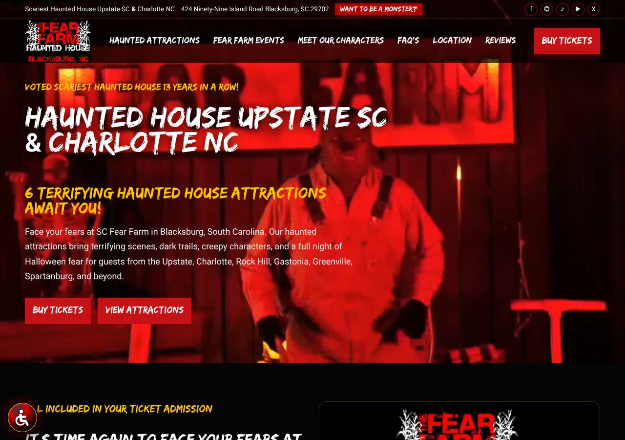 Homepage snapshot of The Fear Farm