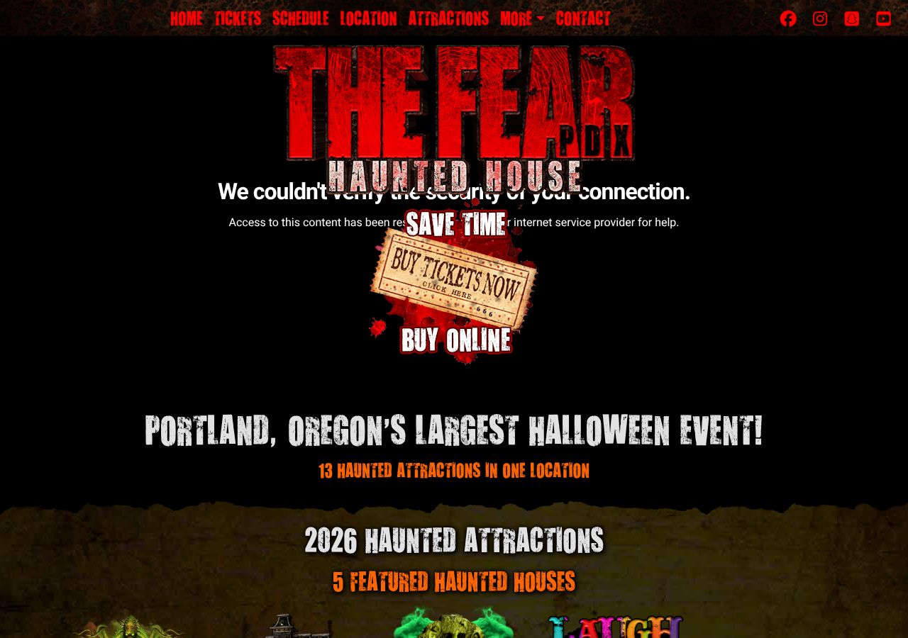 Homepage snapshot of The Fear PDX