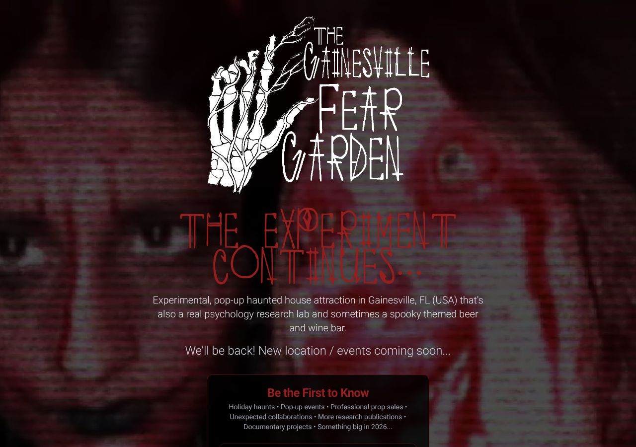 Homepage snapshot of The Gainesville Fear Garden