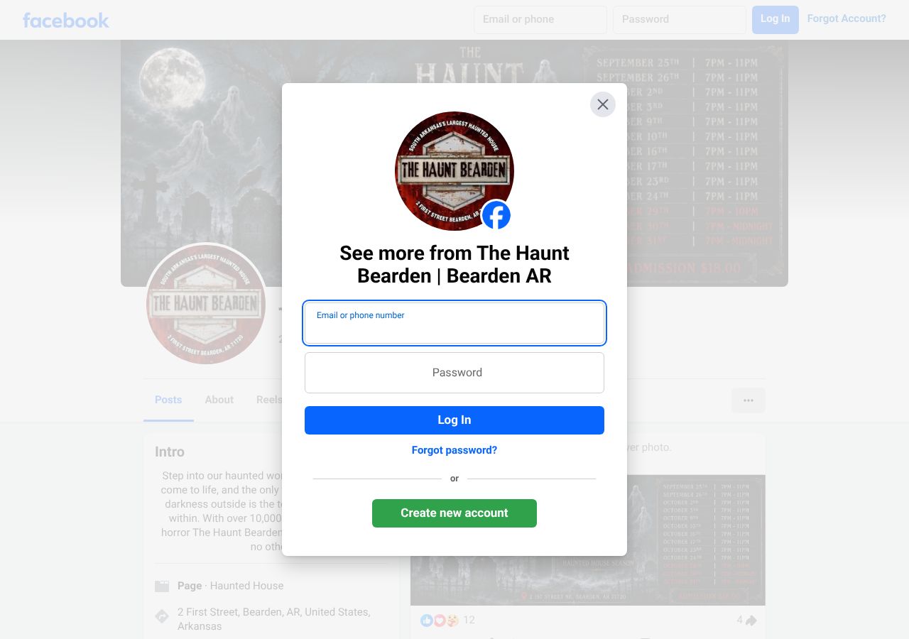 Homepage snapshot of The Haunt Bearden