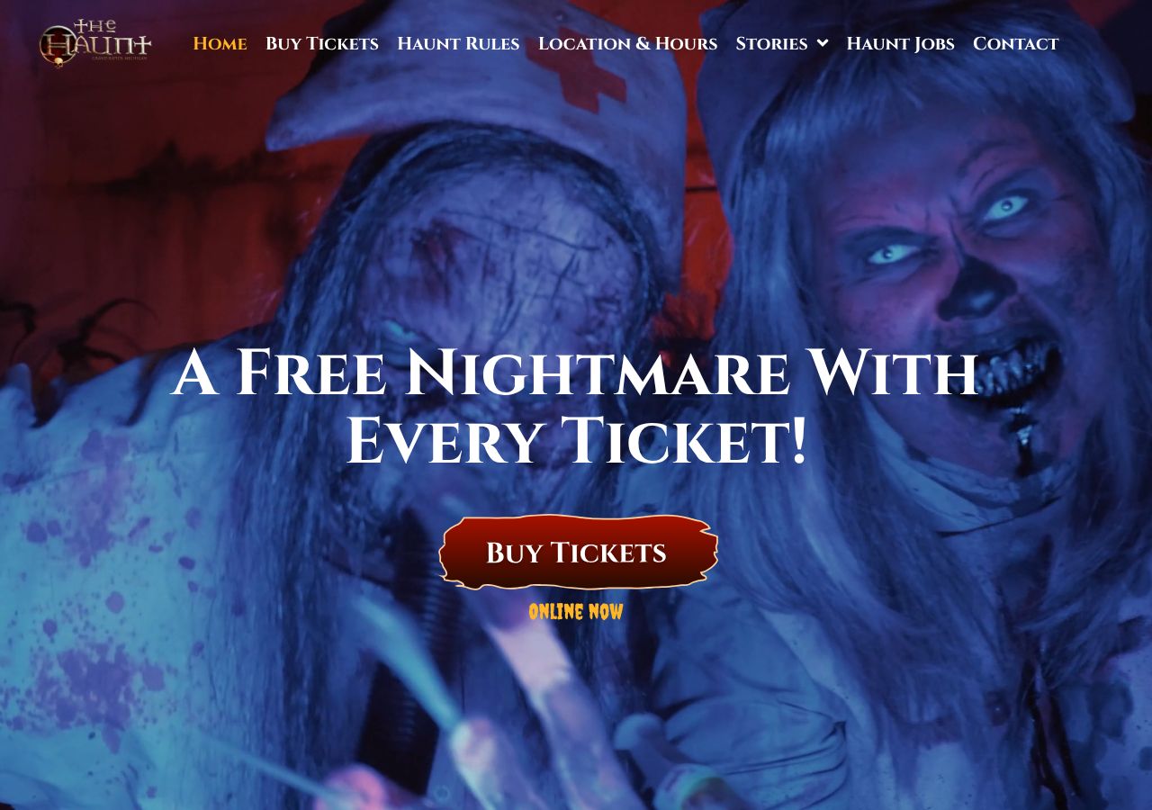 Homepage snapshot of The Haunt