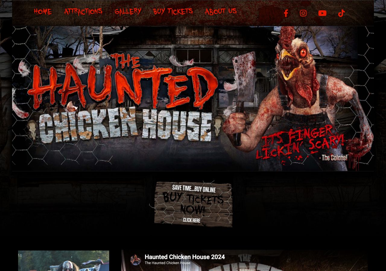 Homepage snapshot of The Haunted Chicken House