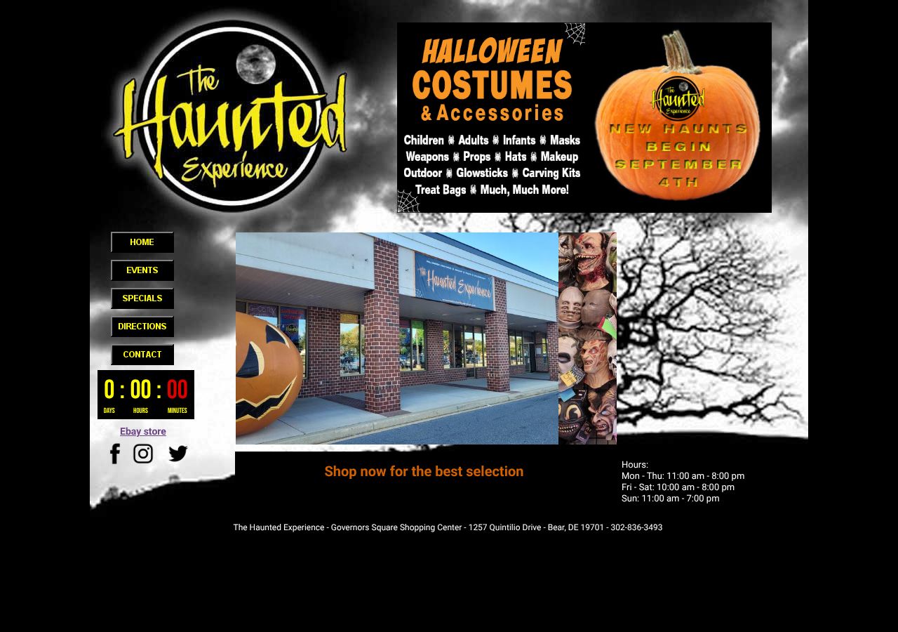 Homepage snapshot of The Haunted Experience