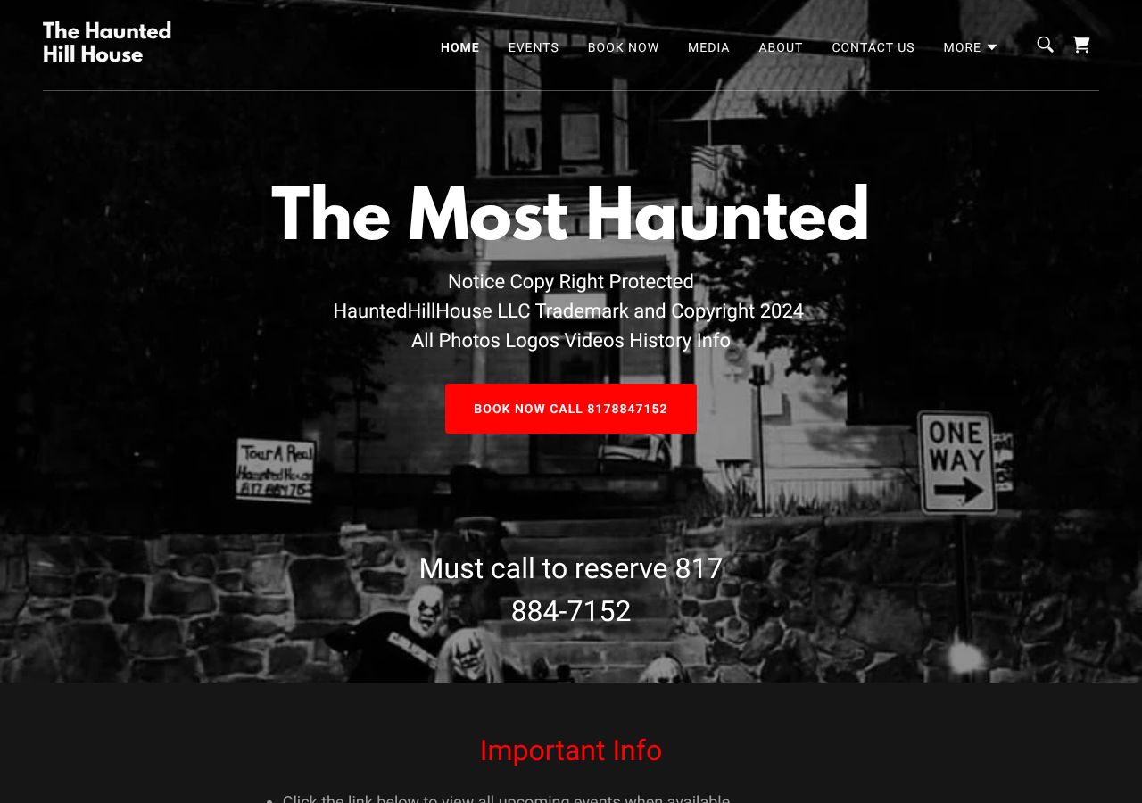 Homepage snapshot of The Haunted Hill House