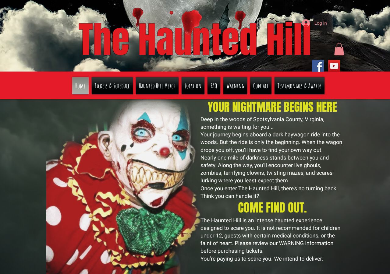 Homepage snapshot of The Haunted Hill