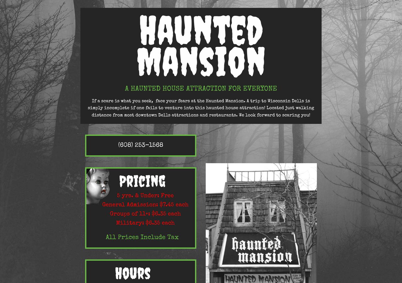 Homepage snapshot of The Haunted Mansion