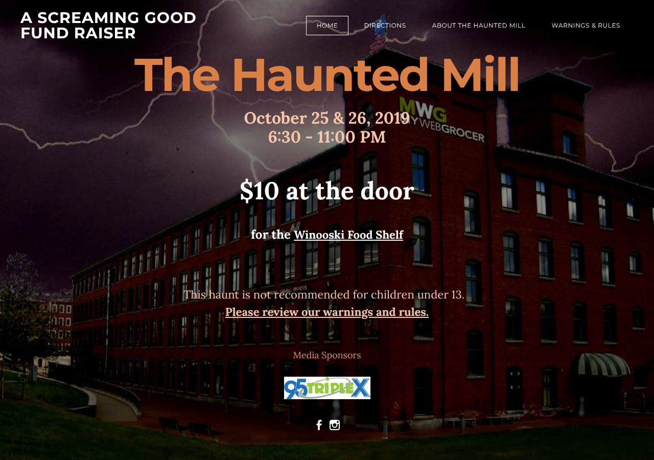 Homepage snapshot of The Haunted Mill