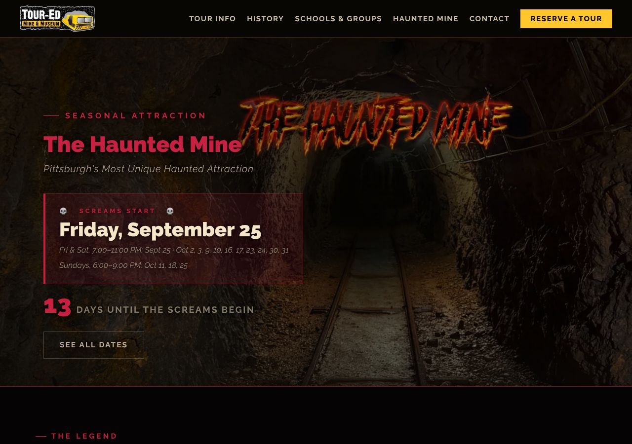 Homepage snapshot of The Haunted Mine