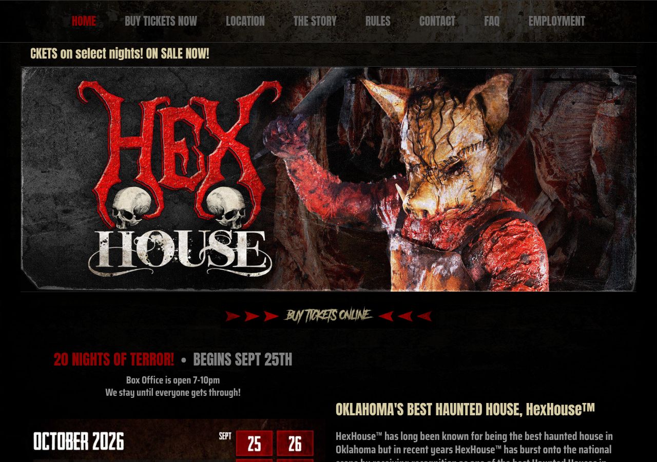 Homepage snapshot of The Hex House