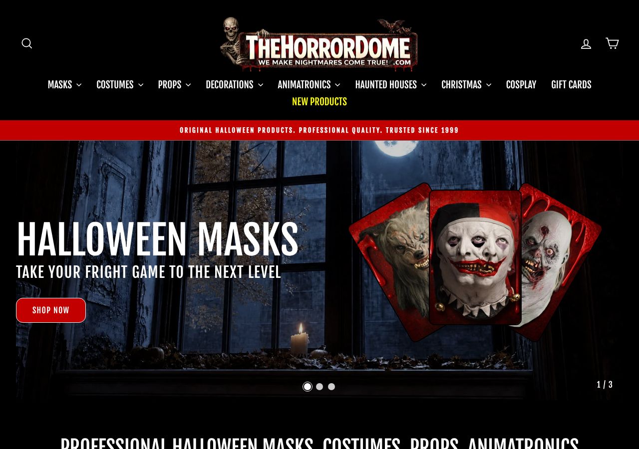 Homepage snapshot of The Horror Dome